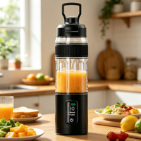 Blender portable 600 ml rechargeable par USB-C, 6 lames en acier inoxydable, écran tactile LED 6000 mAh, sans BPA, PCTG, CE FCC