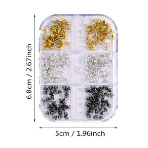 6 ग्रिड्स/बॉक्स हेलोलीन 3 डी मेटैली स्पाइक पंक चांदी/बंदूक ब्लैक रिवेट नाखून चार्म्स 1.5/2/3 मिमी शंकु नाखून स्टड डिय मिश्र धातु नाखून - Product Image 6
