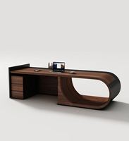 Bureau de direction moderne de luxe, bureau de PDG en bois haut de gamme avec armoire latérale pour bureau de direction
