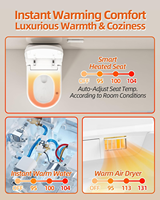 Toilette intelligente avec bidet, à poser au sol, de luxe, monobloc, allongée, fermeture automatique, capteur de pied, ouverture/fermeture/flush, siège chauffant, massage, lavage