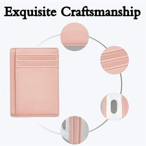 RFID блокирующий тонкий кошелек-минималистичный кожаный передний карман кошельки, ультратонкий металлический держатель для карт - Product Image 6