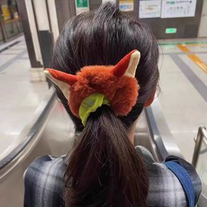 Lindo Animal <span class=keywords><strong>Paradise</strong></span> Fox Orejas de conejo Fluffy Hair Tie Plush Large Scrunchie Accesorio para el cabello para mujeres Hecho de material de acetato - Product Image 3