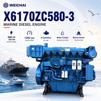 Mesin Diesel Kelautan SCDC WEICHAI Seri 6170 X6170ZC580-3 1350rpm 6 Silinder Turbocharged untuk Kapal Layar Lepas Pantai