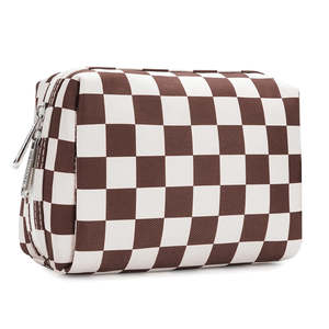 Sac à cosmétiques à carreaux imperméables en <span class=keywords><strong>tissu</strong></span> de polyester, pochette de maquillage, trousse de toilette, trousse de maquillage - Product Image 1
