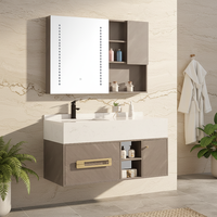 Ensemble de meuble-lavabo moderne au design nouveau avec miroir inclus, résistant à l'eau, pour usage hôtelier