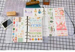 Planificateur de reliure à spirale à carreaux roses à collectionner personnalisé 100pages de livres d'autocollants de couverture personnalisés en papier réutilisable - Product Image 6