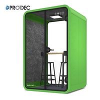Cabine insonorisée confortable pour réunions, style bois, climatisation intégrée