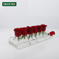 Großhandel benutzer definierte klare Acryl Rechteck Tisch Vase Blume 6 Löcher für Hochzeit Esstisch Dekor