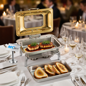 Catering de lujo <span class=keywords><strong>Buffet</strong></span> Chaffing Platos de acero inoxidable de lujo Chafing Platos Set China Square <span class=keywords><strong>Buffet</strong></span> Calentador de alimentos para Catering - Product Image 5