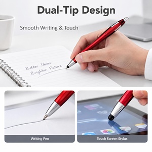 Für Pen 2 1 Touch Einziehbarer Kugelschreiber aus Kunststoff mit Individueller Farbe und Logo UV-Druck Schwarze/Blaue Tinte für Büro und Studenten - Product Image 3