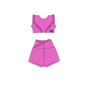 Odak kız kolsuz kırpma kolsuz yelek sutyen tayt tayt şort 2 parça spor Fitness setleri çocuklar spor Fitness setleri - Product Image 2