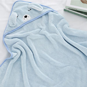 Serviette <span class=keywords><strong>de</strong></span> <span class=keywords><strong>bain</strong></span> en molleton <span class=keywords><strong>de</strong></span> corail brodé <span class=keywords><strong>de</strong></span> dessin animé style <span class=keywords><strong>cape</strong></span> douce et absorbante pour bébés et enfants - Product Image 3