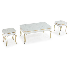 ชุดโต๊ะกาแฟโรสเซ่ โมเดิร์น ท็อปไม้ลามิเนต โครงโลหะ 2 ชิ้น เฟอร์นิเจอร์ห้องนั่งเล่น ทนทาน - Product Image 3