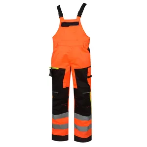 Sơn đồng phục BIB và Brace Orange bảo hộ lao động tổng thể Coverall làm việc đồng phục phản quang quần áo