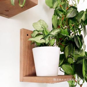 Wooden <b>Wall</b> <b>Mounted</b> <b>Shelf</b> Rectangle Durable Storage Rack For Plants And Decorative Vases Bathroom Use - Product Image 3