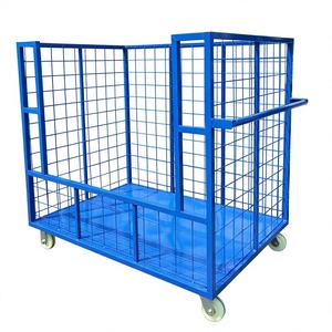 भारी शुल्क स्टील फोल्डिंग लॉजिस्टिक्स ट्रॉली 1000 किलोग्राम क्षमता पाउडर लेपित डिजाइन कुल लॉक ब्रेक रोल कंटेनर - Product Image 5