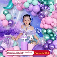 Kit de guirlande de ballons sur le thème des sirènes - Ballons en latex, accents coquillages et base d'arche pour la décoration de fête d'anniversaire