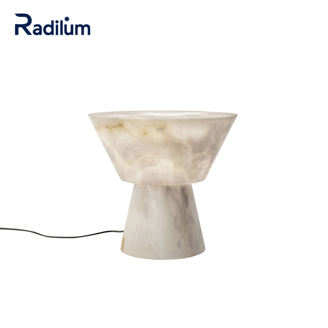 Gama Alabaster Table Lamp Sculptural Stone Light Fixture with Geometric Design for Bedroom Living Room or Luxury Interior Decor
