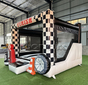 <span class=keywords><strong>Castillo</strong></span> <span class=keywords><strong>Inflable</strong></span> Blanco y Negro con Diseño de Carreras de Autos, <span class=keywords><strong>4x4</strong></span>, para Venta o Alquiler para Fiestas - Product Image 4