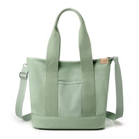 Bolsa de Mano de Lona Ecológica Ligera e Informal para Mujer, Tamaño A5, con Cierre de Cremallera y Diseño de Múltiples Bolsillos para Viajes y Trabajo