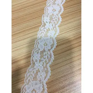 3.8cm silver metallic yarn 1.5" inches white lace border trim for underwear clothing