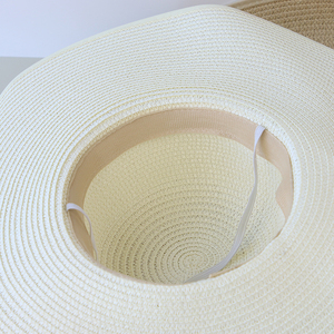 Venta al por mayor de sombreros de paja de ala ancha de alta calidad personalizados de las mujeres Vintage Panamá sombrilla fábrica gran oferta de verano playa Casual a rayas - Product Image 6