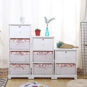 New 2/3/4 <strong>Drawer</strong> Wooden <strong>Wicker</strong> Baskets Storage Unit White Cabinet Furniture for Bathroom for Jewelry Clothing Toys Organizer - Product Image 2