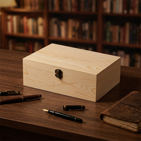 Caja de Madera de Pino Hecha a Mano de Lujo con Logotipo Personalizado, sin Acabado, con Tapa y Cierre para Regalos, Manualidades y Almacenamiento de Gafas