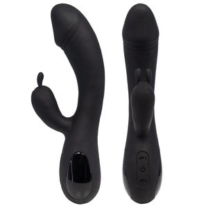 充電式シリコン電気ショックラビットバイブレーター ブラック 10種類の振動パターン 5段階の振動強度 防水 潤滑剤なし - Product Image 1