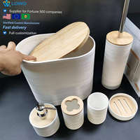 Ensemble de 6 accessoires de salle de bain de luxe en PP et plastique, best-seller, pour hôtels et toilettes, vente en gros OEM