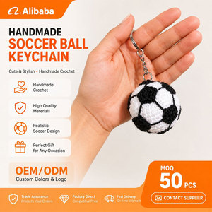 <b>Small</b> Cute Handmade Crochet Football Keychains Customizable Low MOQ Crochet Sports Ball Keychain Soft Plush Soccer Ball Keyring - Product Image 5