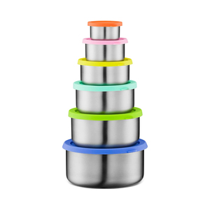 6cm 8cm 10cm 12cm Stackable Stainless Steel <strong>Bowls</strong> with Silicone Lid Food Storage <strong>Snack</strong> Container Salad Dressing Kids Lunch Box - Product Image 4