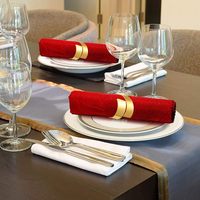 Anneaux de serviette en métal doré en gros, boucles de serviette, décorations de table pour hôtels et restaurants