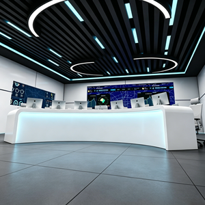 <span class=keywords><strong>Console</strong></span> de salle de contrôle incurvée moderne, <span class=keywords><strong>bureau</strong></span> de centre de commande multi-postes avec éclairage LED, poste de travail modulaire pour la surveillance de sécurité - Product Image 4