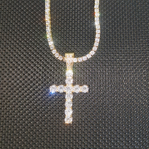 C & J Spot supply hip hop baru zircon liontin salib batu klub malam kalung pria - Product Image 2