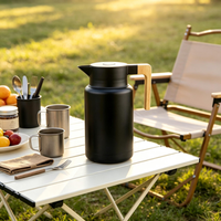 Ensemble de café et de thé isotherme en acier inoxydable écologique moderne avec logo personnalisé, carafe thermique à double paroi, poignée en bois de hêtre, Baishida