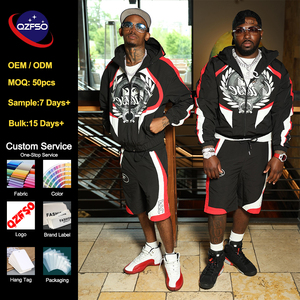 Ensemble 2 pièces coupe-vent et short QZFSO personnalisé avec logo, faible MOQ, OEM, en nylon léger, style streetwear - Product Image 1