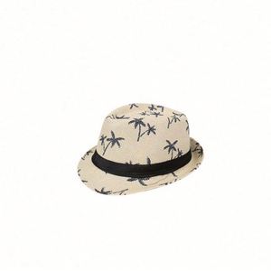 Spring and Summer Casual Travel Jazz Character Paper Hat Coconut Printed Outdoor Beach <b>Sunscreen</b> Hat - Product Image 2