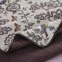 Ensemble de couette matelassée 100% coton, motif fleurs et oiseaux, lavée, simple, durable, naturelle, confortable, douce, absorbant la transpiration, pour la maison