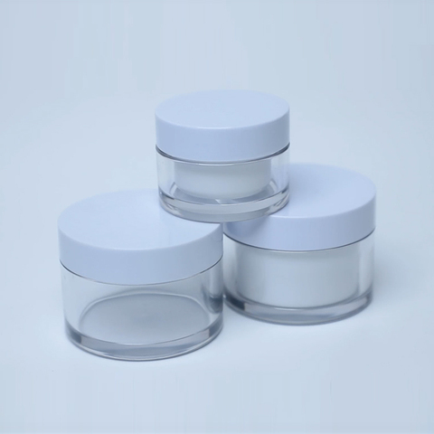 Custom Logo Double Wall Empty Clear White PET Cosmetic Mason Plastic Jar 20ml-250ml Range for Eye Cream 8oz 4oz Sizes Available