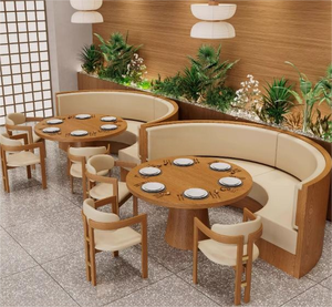 Ensemble table et chaises de stand commercial sur mesure en usine, meubles de salle à manger en bois massif, stand d'angle avec rembourrage pour restaurants/café - Product Image 3