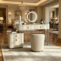 Table de toilette extensible moderne en bois massif sur mesure avec miroir tactile LED haute définition pour hôtel, appartement, chambre à coucher - Vente en gros de produits de maquillage