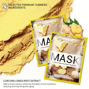 Masque facial en argile bio OEM en gros pour le soin de la peau, anti-âge, nettoyant, détoxifiant, au curcuma - Product Image 3