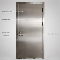 Porte en acier inoxydable polymère sur mesure, finition brossée 304, pour entrée intérieure de bâtiment, appartement, usage commercial, OEM, directement de l'usine