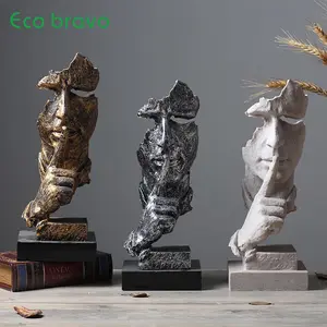 Decoración para el hogar, el silencio creativo es una decoración artesanal dorada para escultura nórdica, oficina, sala de estar, arte, accesorios para el hogar, juegos de regalo