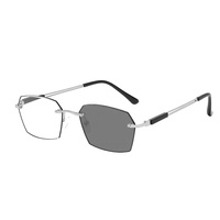 Lunettes de lecture anti-lumière bleue populaires pour hommes, verres transparents AC, montures optiques unisexes sans monture en métal, vente en gros