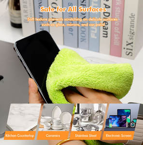 エコマイクロファイバークリーニングタオル厚手のコーラルフリース布40x 40cm高吸収再利用可能ラグ北欧の持続可能な家庭用 - Product Image 3