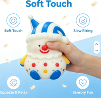 Jouet Squishy Clown Géant à Rebond Lent en TPR, Doux au Toucher, Anti-Anxiété, à Presser, Fidget, Cadeau de Noël pour Enfants, Soulagement du Stress