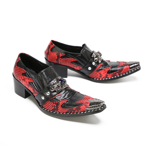 NA866 Scarpe da Uomo Nere <span class=keywords><strong>e</strong></span> Rosse con Punta in Ferro, Eleganti in Pelle, Slip-on, Oxford per Affari <span class=keywords><strong>e</strong></span> Feste - Product Image 4