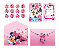 Perlengkapan pesta ulang tahun dengan amplop, Set pesta tema kartun dengan Minnie Mouse